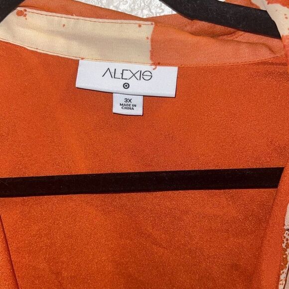 ✨ALEXIS Target Flutter Sleeve Pleated Wrap Sz 3X Dress Orange✨ - Picture 6 of 9